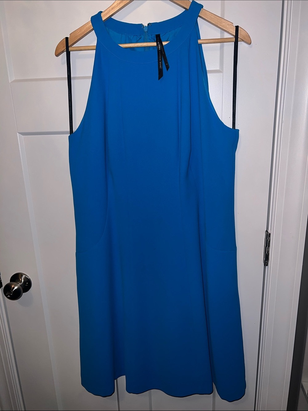 Andrew Marc Blue Sleeveless Shift Dress